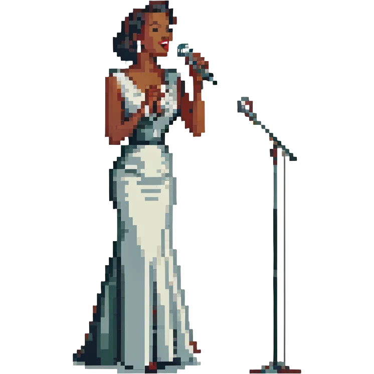 black jazz singer performing on stage, 1940s style emoji
