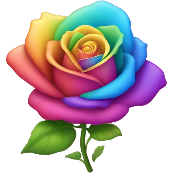 Smiling rainbow colored rose emoji