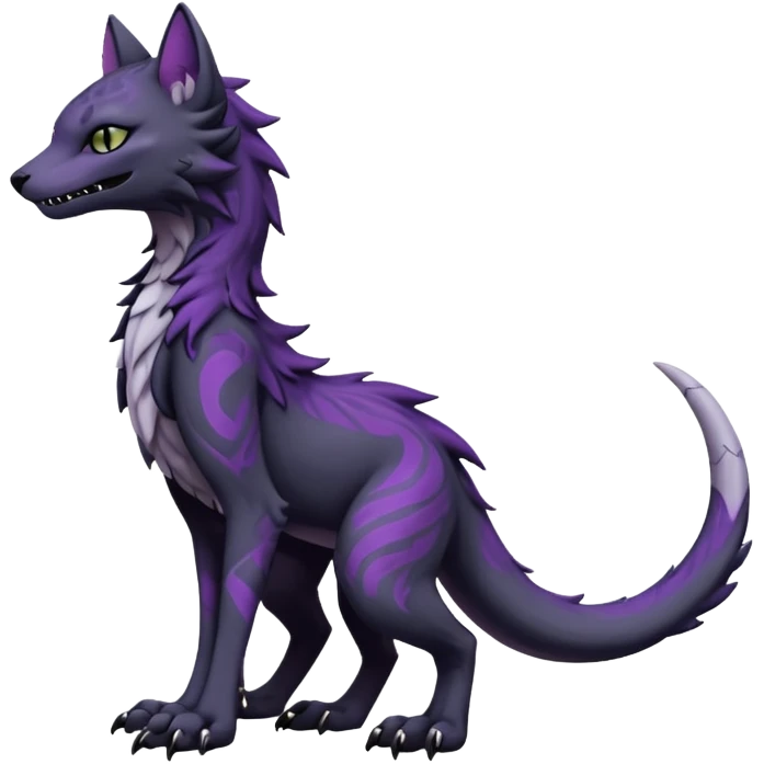 Kawaii dark black purplish blackish edgy fantasy ethereal feline-vernid-sergal-monster-fursona animal creature full body with intricate markings  emoji