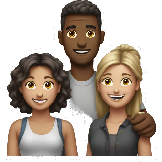 happy group of 2 girls 1 guy emoji