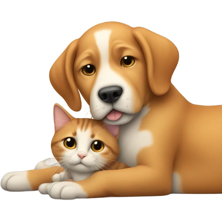 a dog hugs the cat emoji