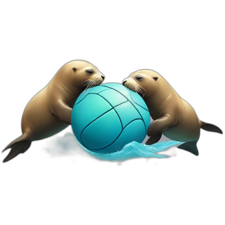 2 sea lions playing with a ball emoji