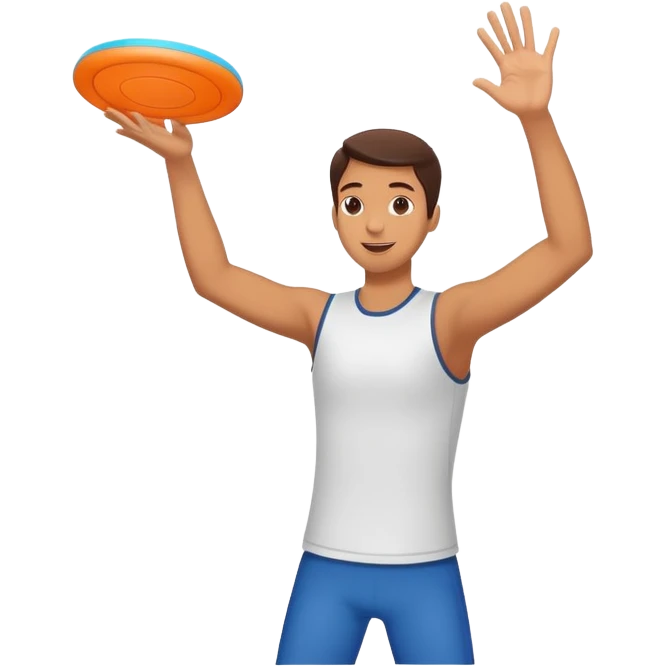 hands catching a flying frisbee, fun and dynamic emoji