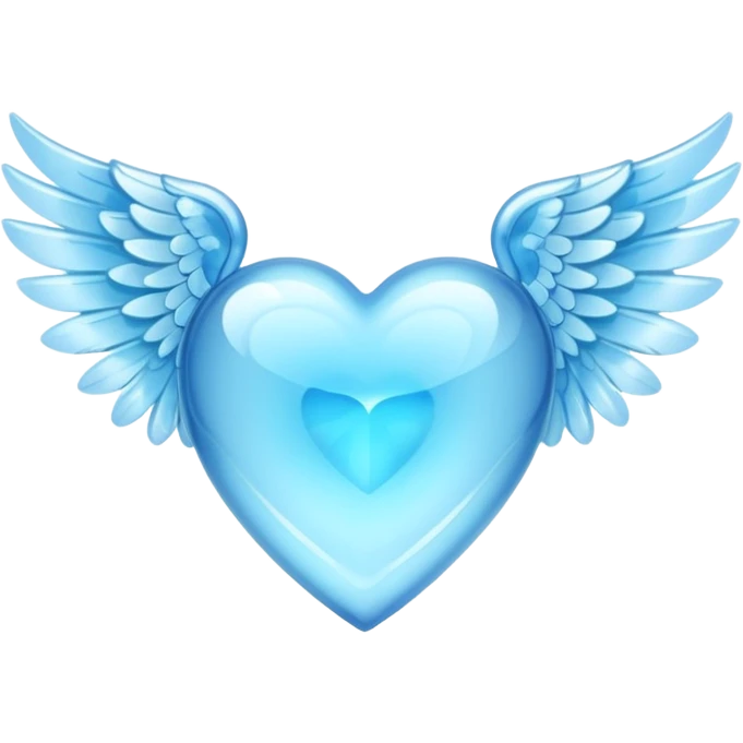 Light blue heart crystal with wings emoji