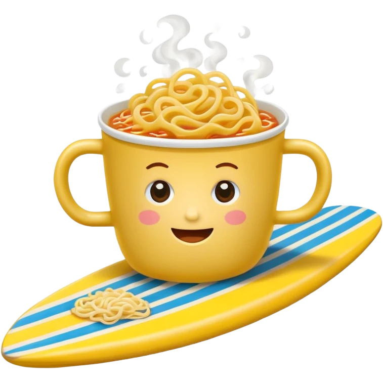 Cup noodle on a surfboard emoji