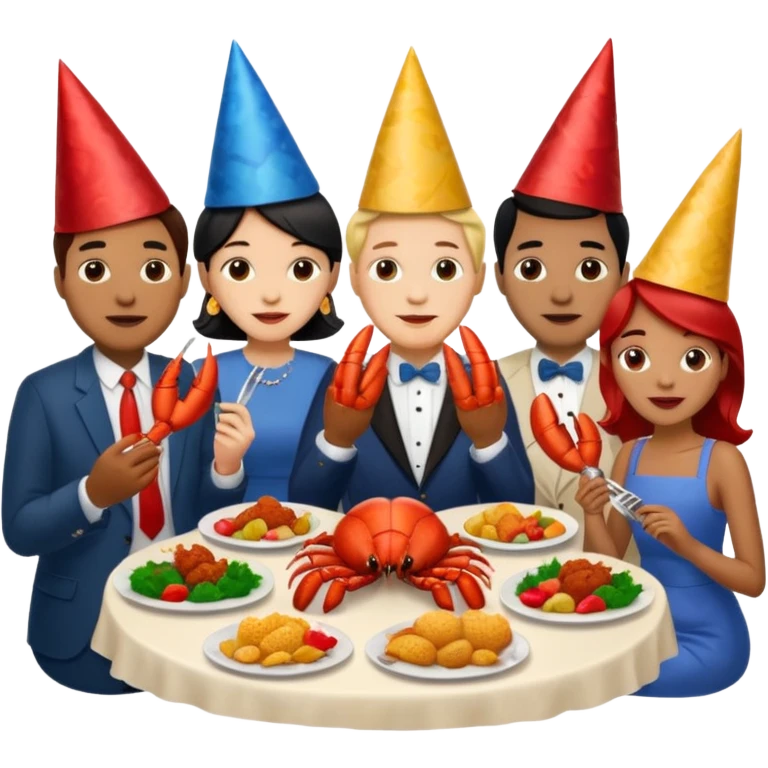 Too many people eating lobster at a family party emoji
