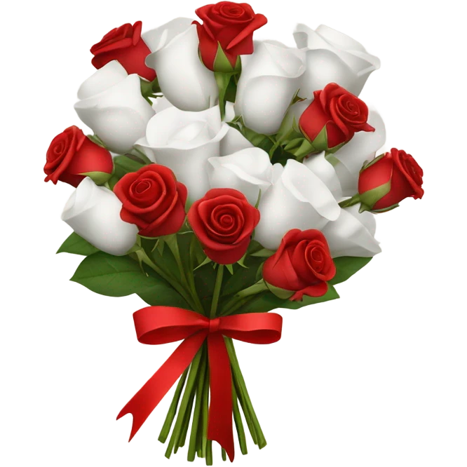 Dozen red roses with red ribbon wrapped in white paper emoji