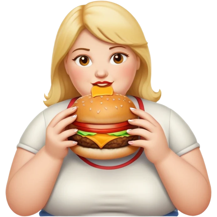 Fat woman eats burger emoji