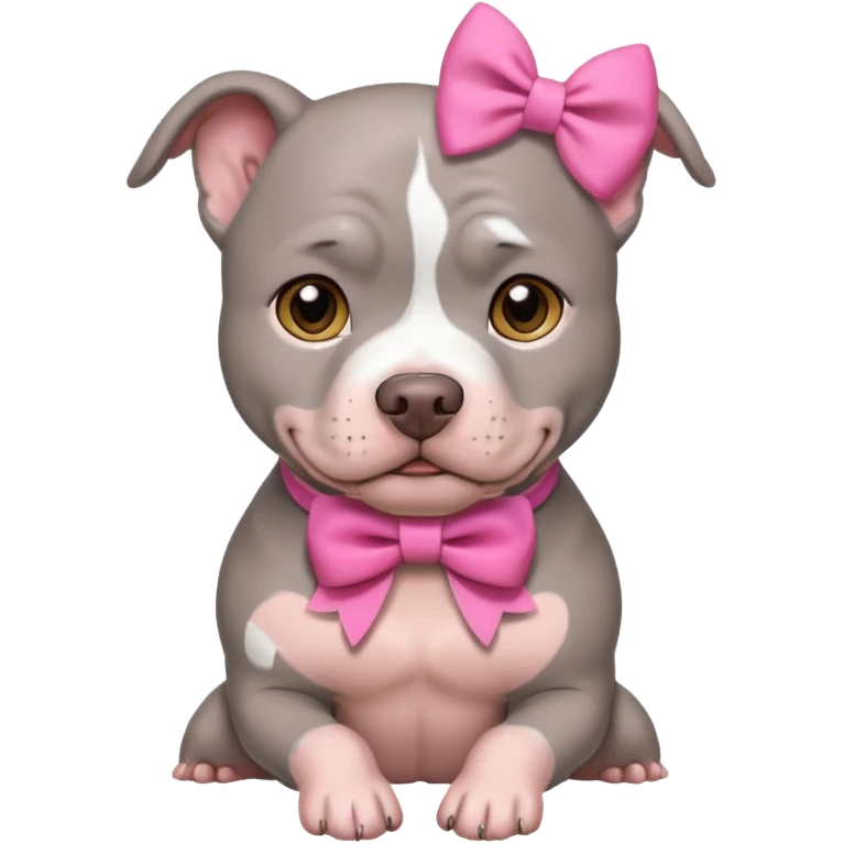 Gray Pitbull with a pink bow emoji