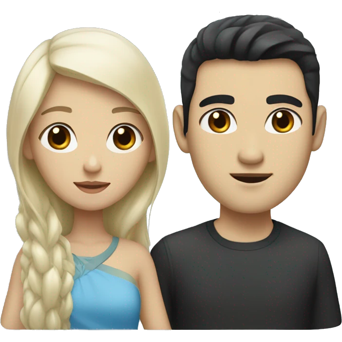 Asian girl with black hair and white man with blond hair and blue eyes emoji