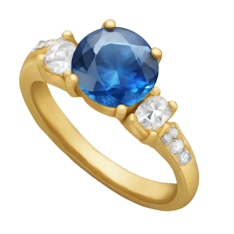 Gold ring with diamond and blue saphire emoji