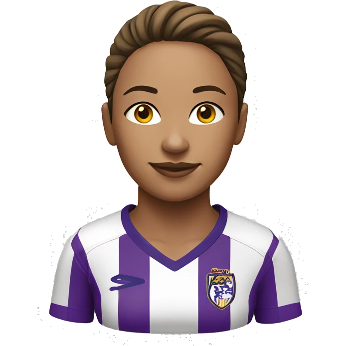 a woman soccer player in white jersey with purple pinstripes emoji