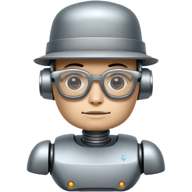 tattoed robot with hat and glasses emoji