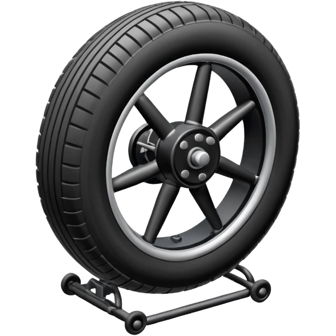 The aircraft's landing gear is one inflated, plump wheel with a strut, black in color, cartoon-style, isometric emoji