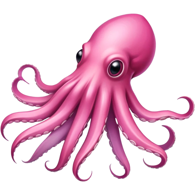 Squid zooms through the ocean, using ink to escape danger and outsmart its foes Pink Color emoji