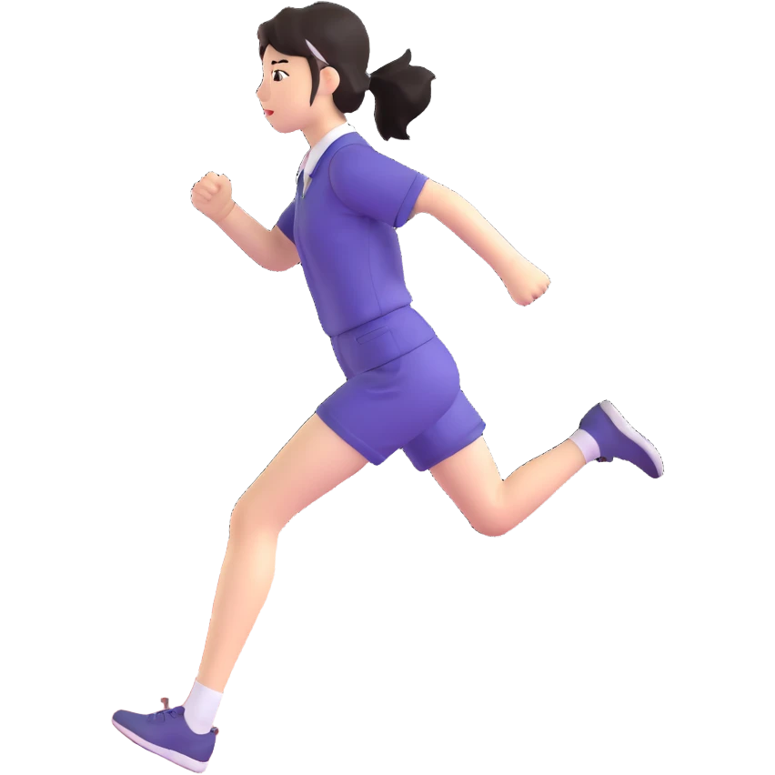 Japanese female high school student in PE uniform running on track emoji