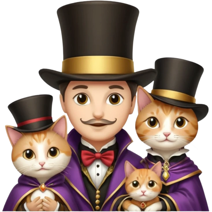 magician couple and their pet cat emoji