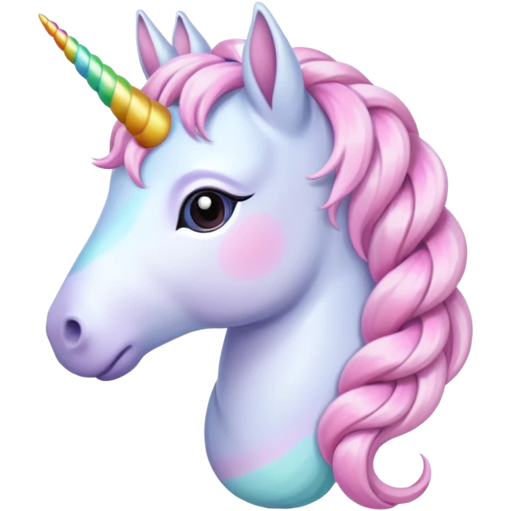 braided unicorn wiith big visible braids emoji