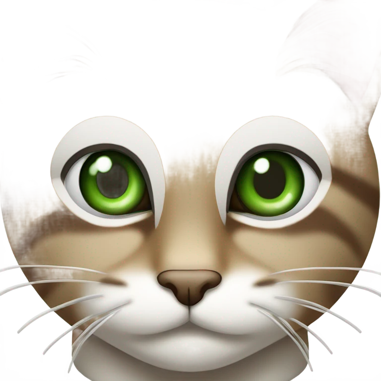 Brown and white tabby cat with green eyes emoji