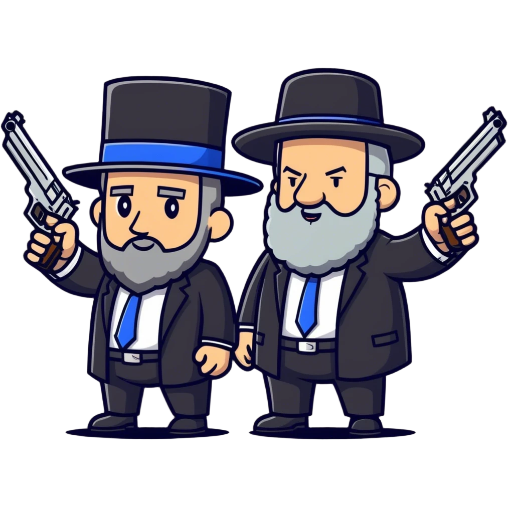 US president shooting guns with Israeli rabbi emoji