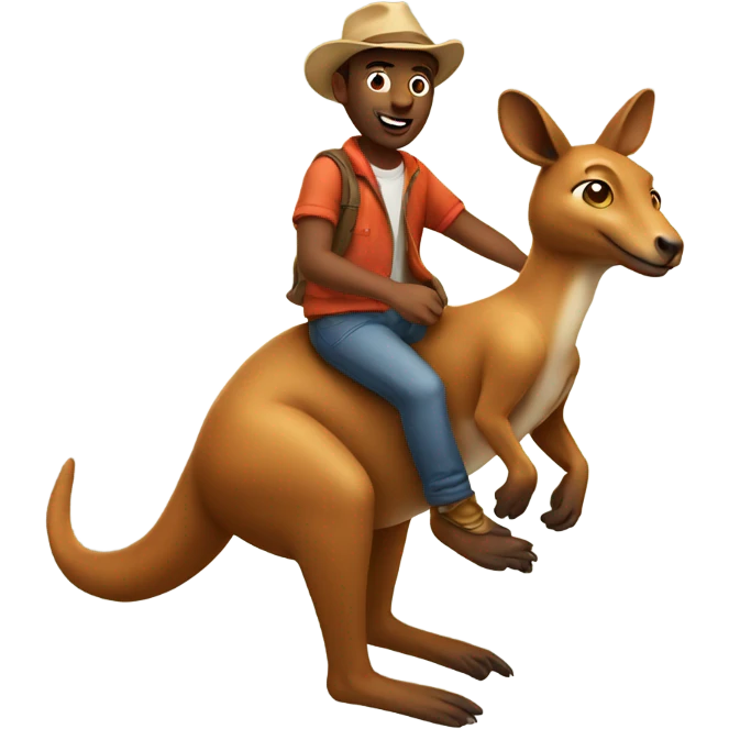 Guy riding a kangaroo emoji
