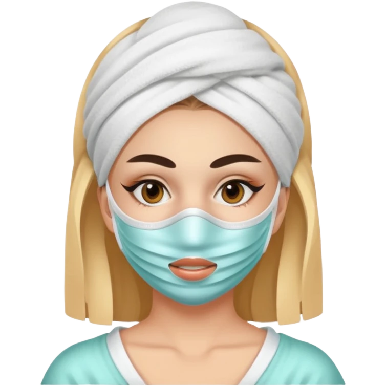girl with mask on face full face spa; girl with mask on face full face spa; emoji
