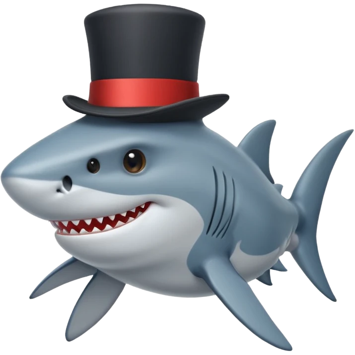 Shark with a top hat emoji