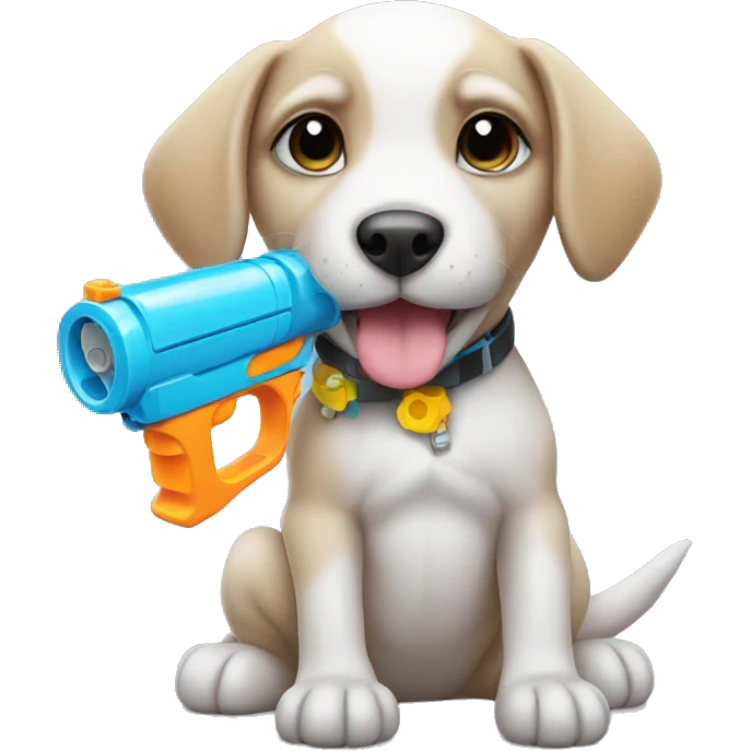 puppy with water gun emoji