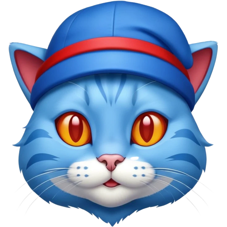 blue cat wearing a red cap emoji