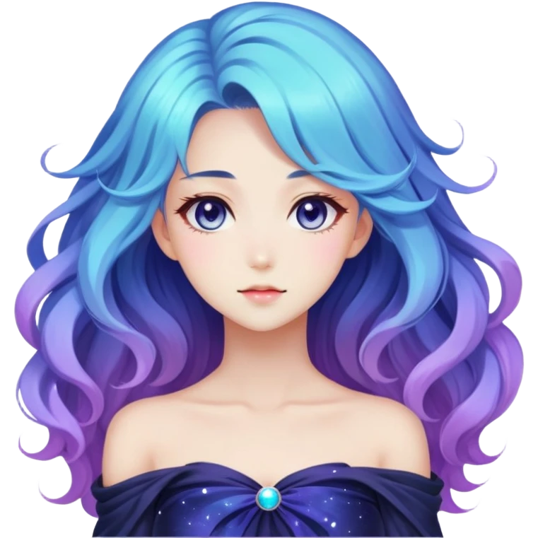 Beautiful gorgeous anime lady with long beautiful nebula hair, fashio aesthetic  emoji