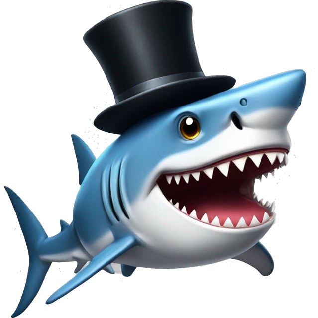 Shark with a top hat emoji