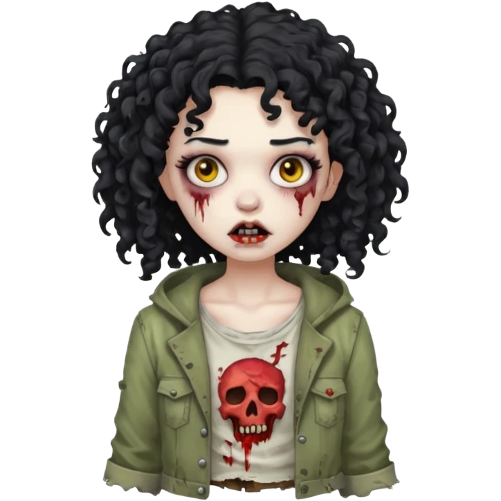 garota zumbi com cabelo cacheado preto emoji