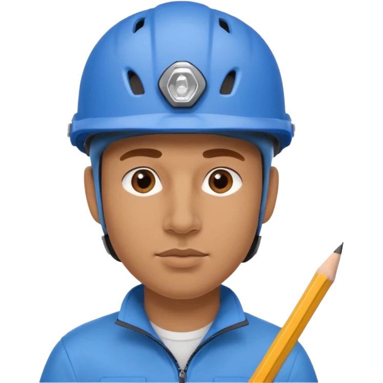 Man wearing a blue bike helmet and a pencil in his nose emoji