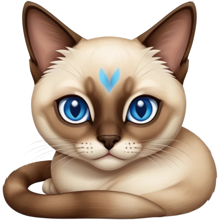 A siamese cat with blue eyes, laying down emoji