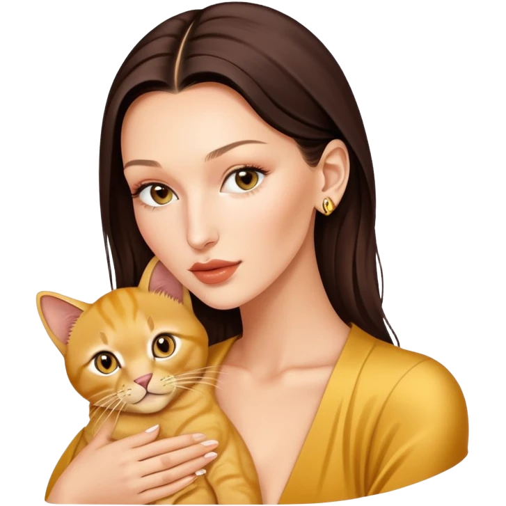 Bella Hadid with one baby golden cat  emoji