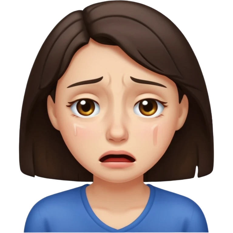 Brunette crying hard emoji