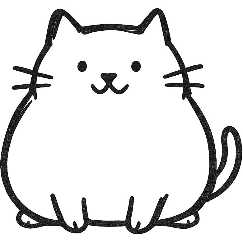 chubby cat, minimal style, simple lines and shapes emoji