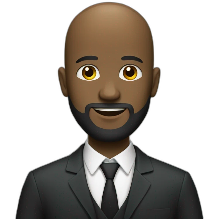 Full length suited bald headed black man with a beard emoji