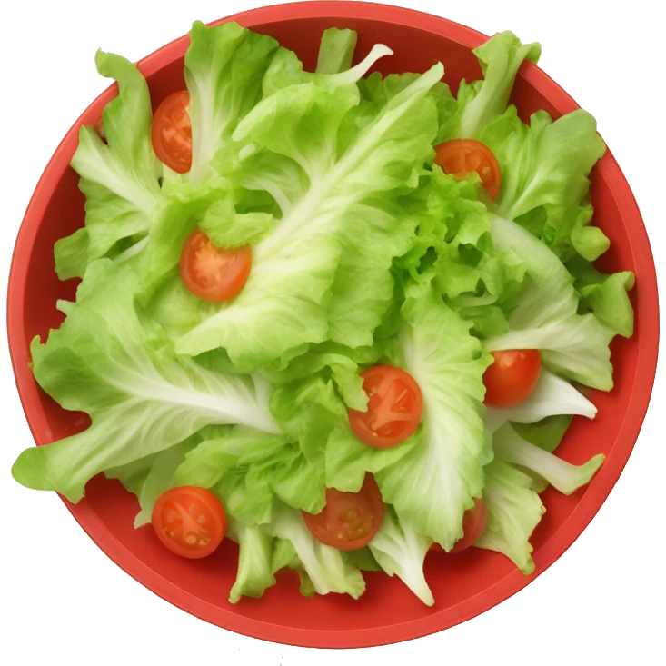 salad with a lot of lettuce and tomatoes in a red bowl emoji