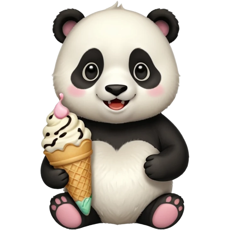 Panda eating ice cream emoji