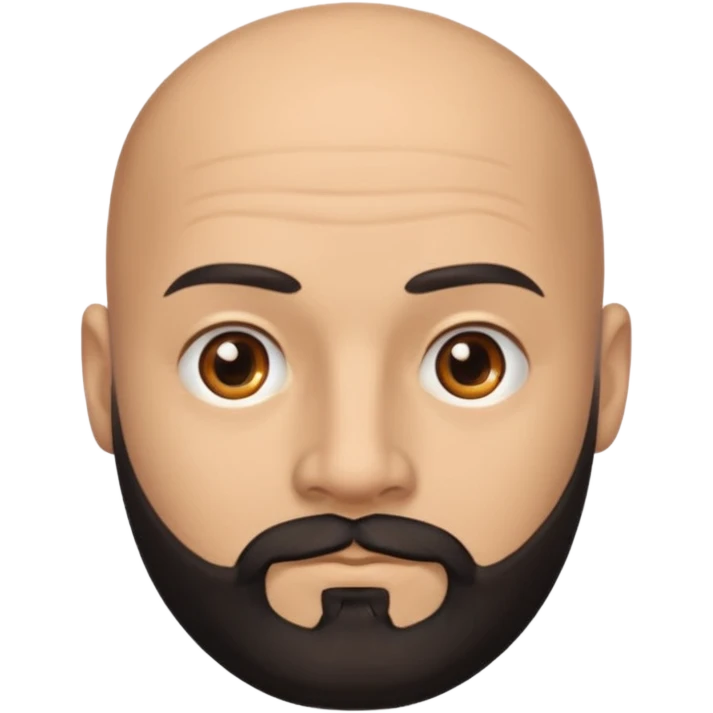 Bald fully squared head man with black beard emoji