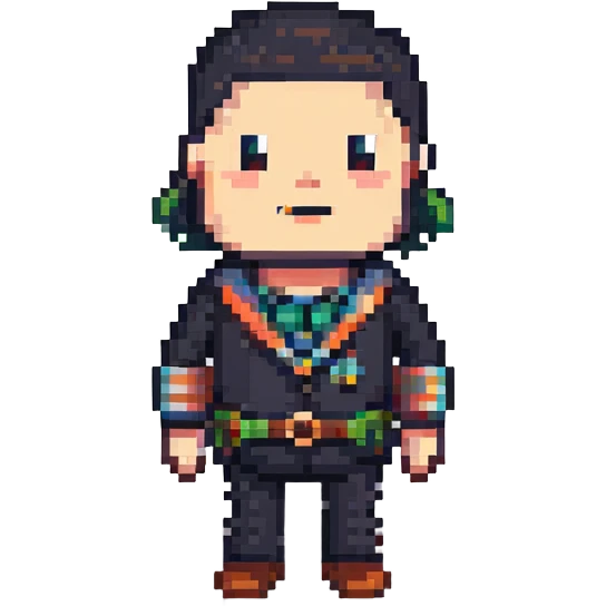 quirky and fun character named John Porjk in pixel art style emoji
