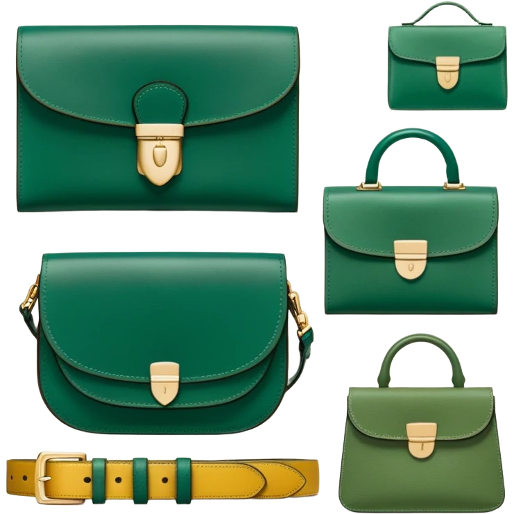 Design a banner for Patina Vita, a leather goods company. The image should showcase a collection of stylish and well-crafted finished leather products, such as wallets, bags, and belts. The background should be a textured surface in a natural tone, and the color palette should incorporate emerald green, sage green, natural leather browns, and accents of okra yellow. The overall aesthetic should be sophisticated, timeless, and emphasize the quality and craftsmanship of the products." emoji