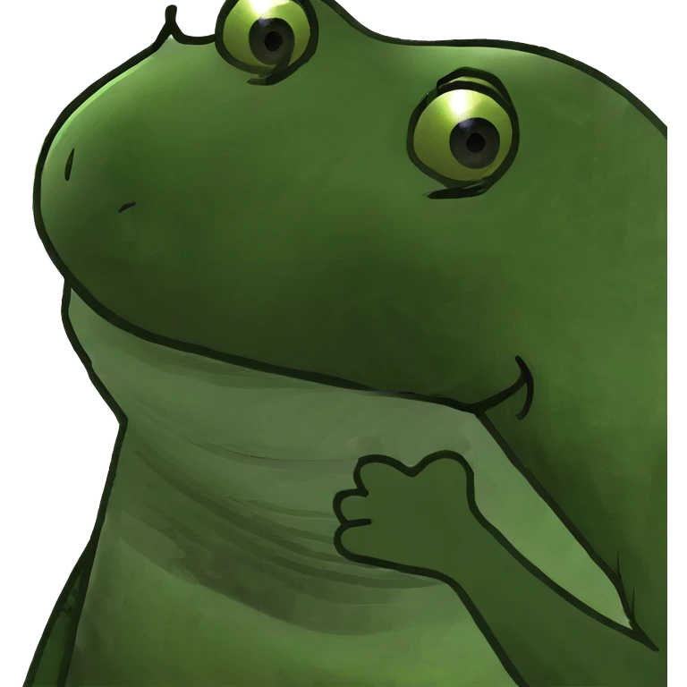 green bufo frog in a happy pose emoji