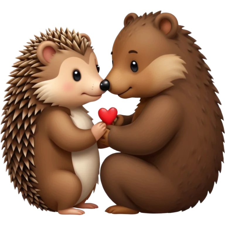 Hedgehog kissing bear emoji