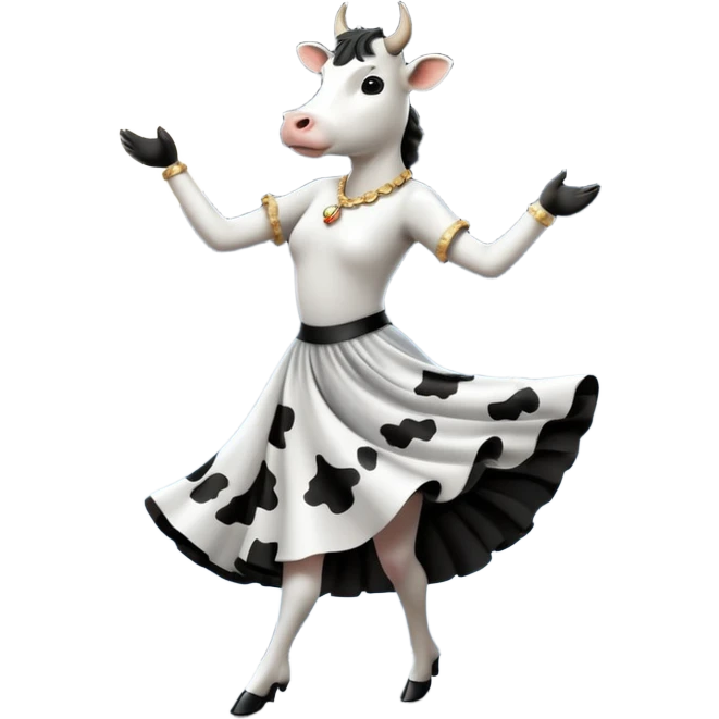 A cow dancing tango on a mountain in the moonlight emoji