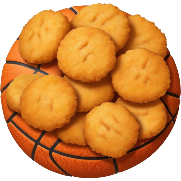 Chicken nuggets with a basketball  emoji