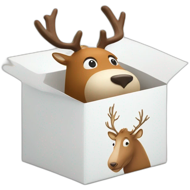 Moomin the reindeer delivers a Wolt branded box emoji