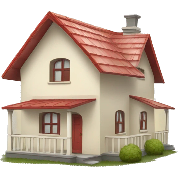 cute cartoon like simple house with cream siding and red roof emoji