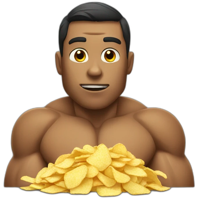 muscular man eating chips emoji